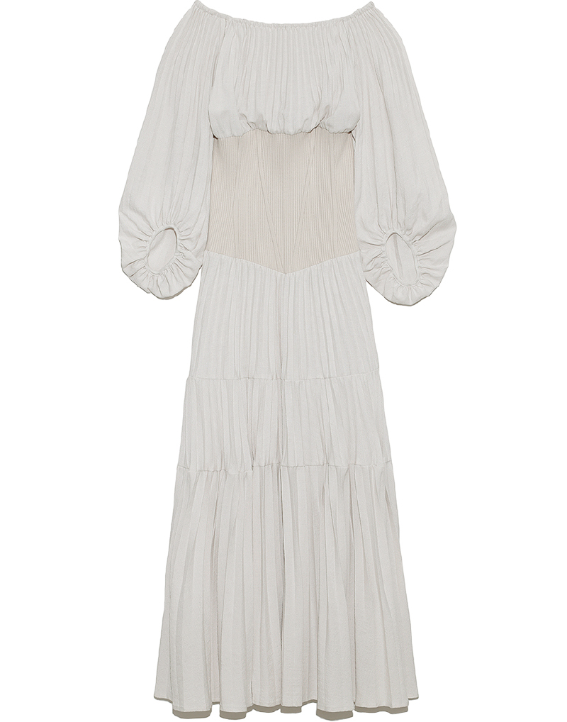 Linen-like Pleated Dress