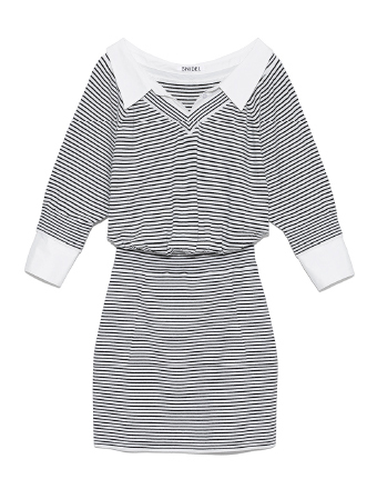 Off-Shoulder Shirt Combination Knit Dress Gray
