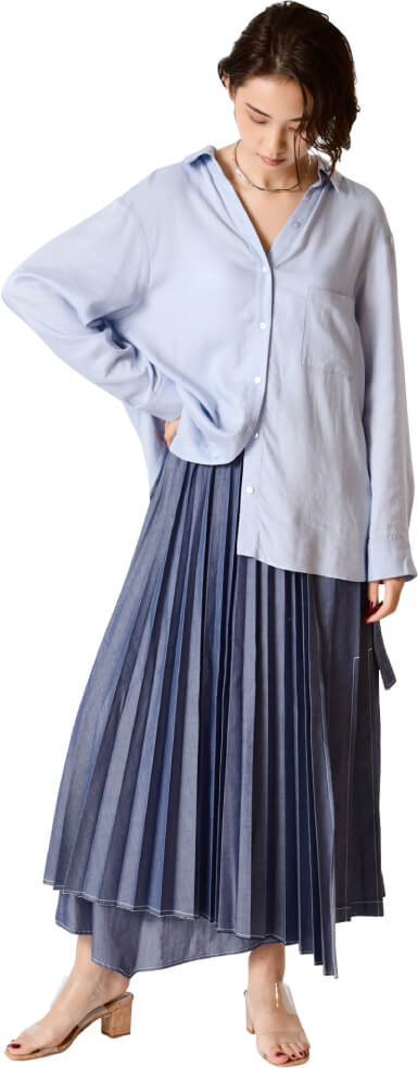 Pleated layered skirt