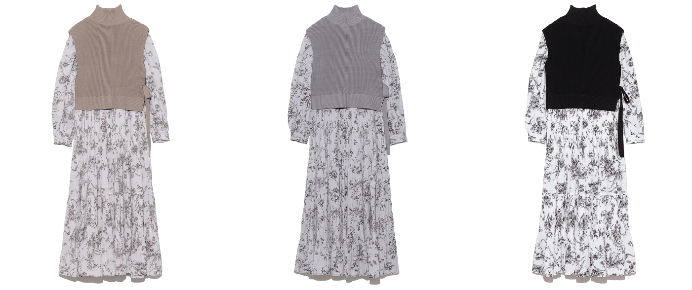 Knit Vest Combination Dress 19,800yen